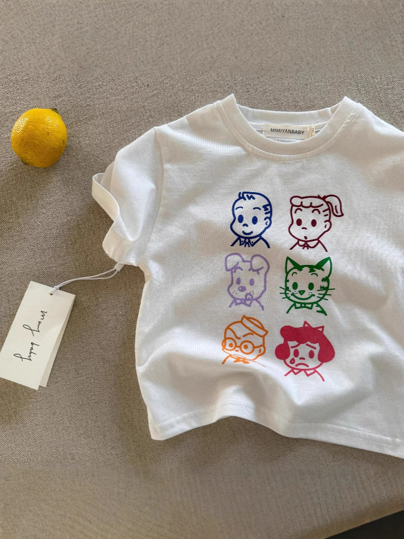 Pure Cotton Cartoon Short Sleeve Kids T-Shirt Casual Summer Top