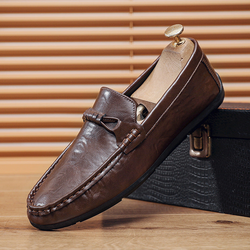 Brown Mens Low Top Slip On Loafers PU Driving Casual Summer Shoes