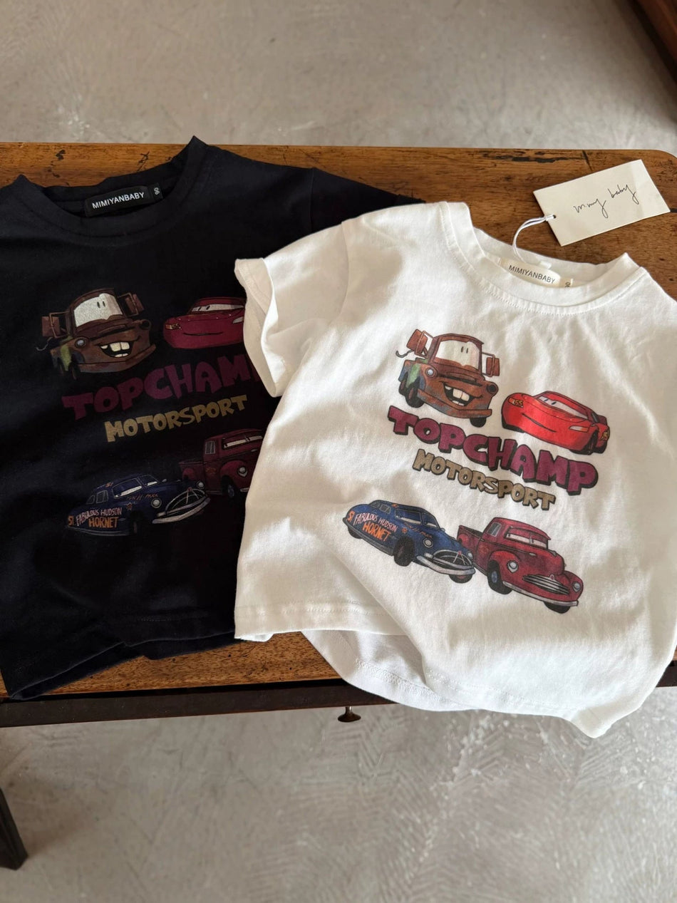 Pure Cotton Retro Car Print Short Sleeve Kids T-Shirt