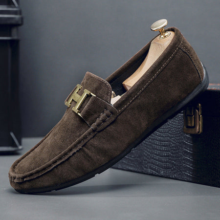 Black Mens PU Slip On Loafers Round Toe Casual Driving Shoes K071 Men