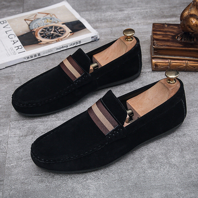 Black Mens Slip On Round Toe Casual Loafers Breathable Driving Shoes