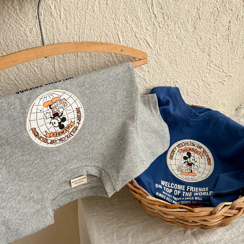 Pure Cotton Cartoon Print Short Sleeve Kids T-Shirt Casual Top