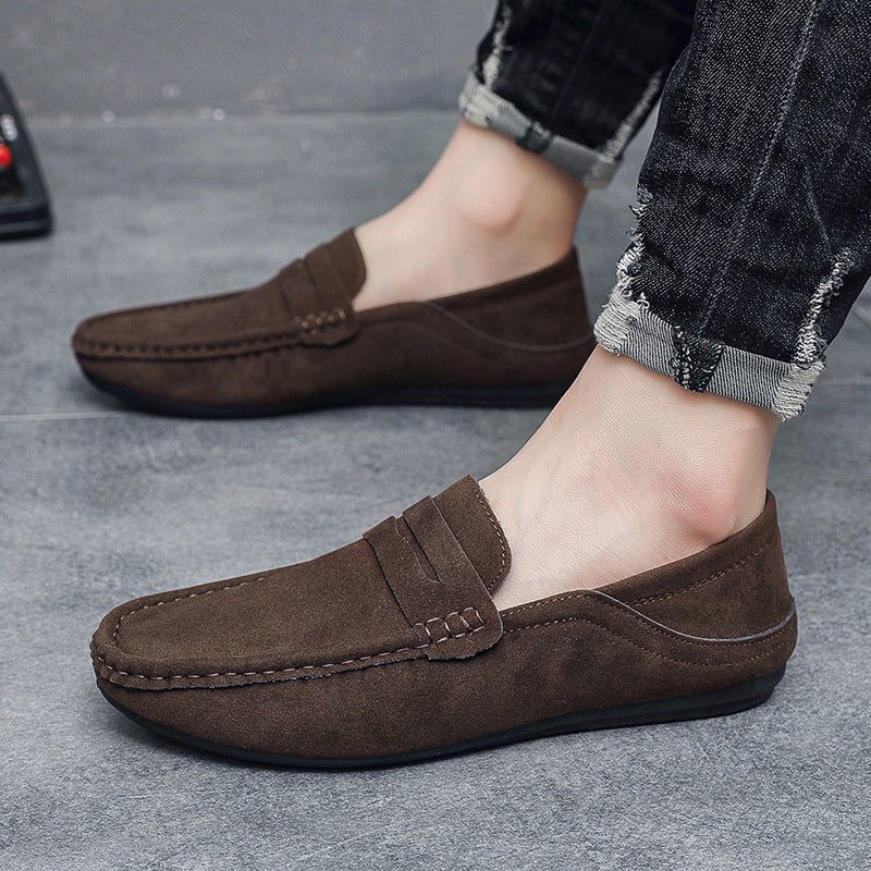 Mens Suede Slip On Loafers Casual British Driving Half Slippers