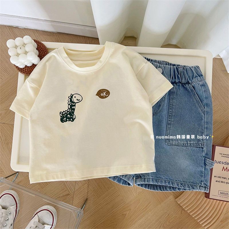 Pure Cotton Cartoon Graffiti Short Sleeve Kids T-Shirt Casual Top