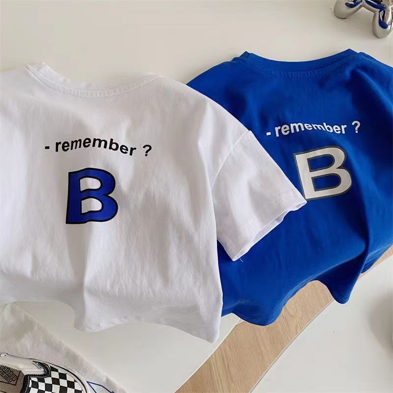 Pure Cotton Letter Print Short Sleeve Kids T-Shirt Casual Top