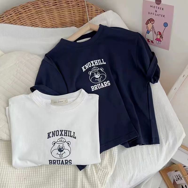 Pure Cotton Cartoon Print Short Sleeve Kids T-Shirt Casual Top