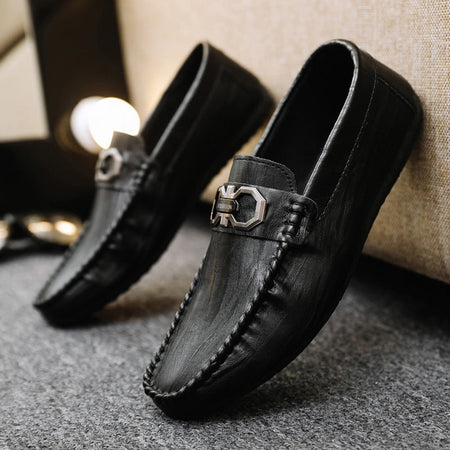 Black Mens Slip On Loafers Breathable Casual Driving Low Top Shoes