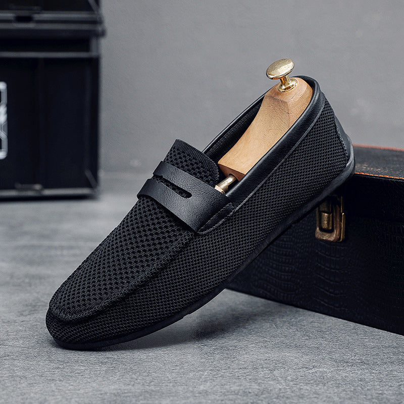 Black Mens Breathable Mesh Slip On Driving Shoes Casual Lightweight Sneakers