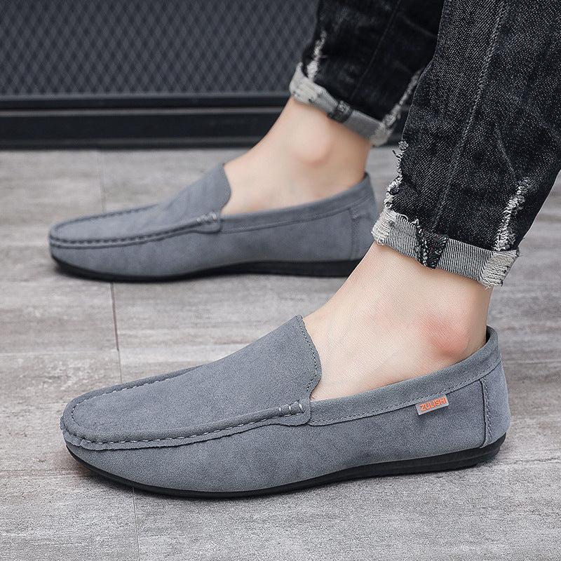 Blue Mens Slip On PU Loafers Breathable Casual Driving Flat Shoes