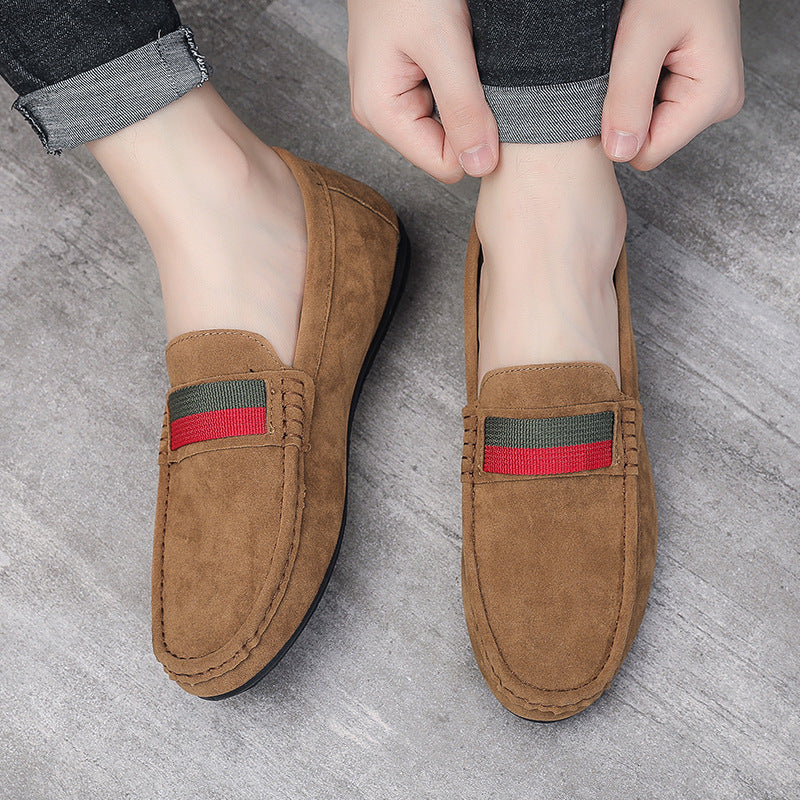 Mens Slip On Suede Loafers Soft Bottom Casual British Style Shoes
