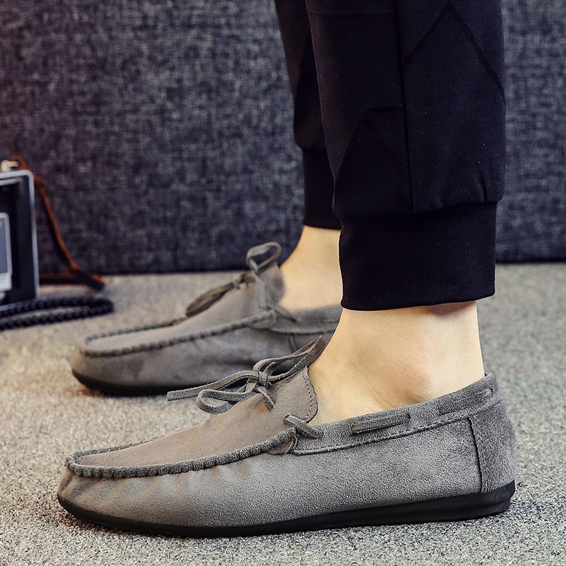 Mens Frosted Suede Slip On Beanie Shoes Casual Korean Style Sneakers