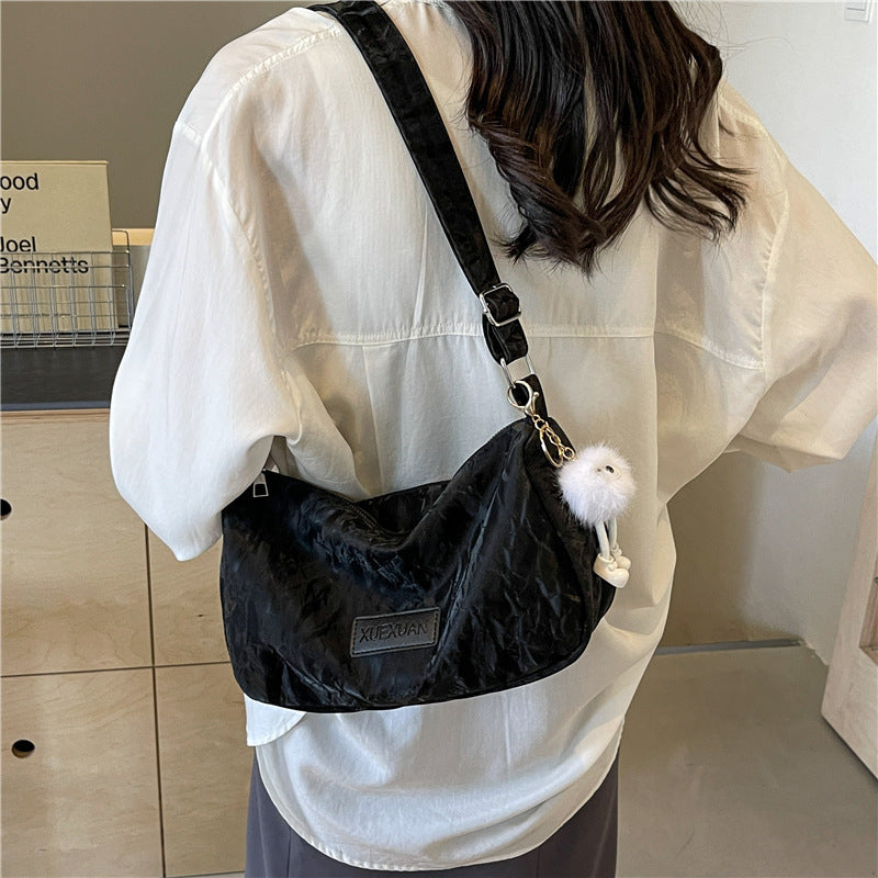 Women's Boston Baguette Shoulder Bag Wide Strap Crossbody