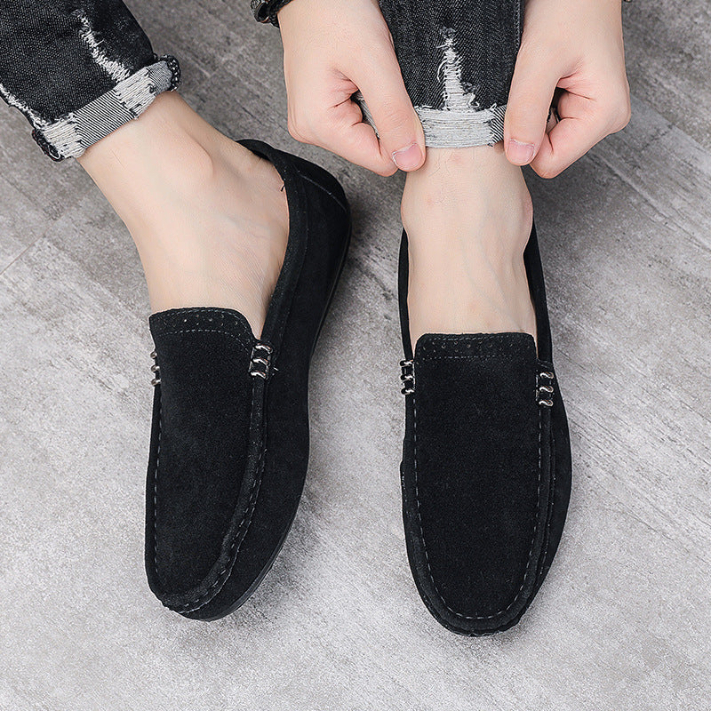 Mens Suede Slip On Loafers Casual Breathable Round Toe Shoes