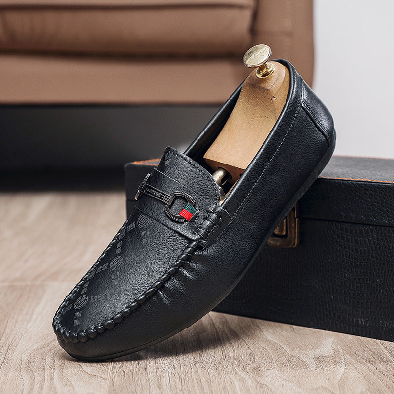 Mens Printed Slip On Loafers Casual PU Round Toe Driving Shoes A70