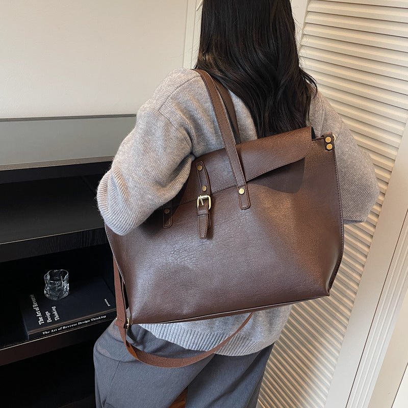 Women's PU Soft Leather Korean Style Large Capacity Handbag