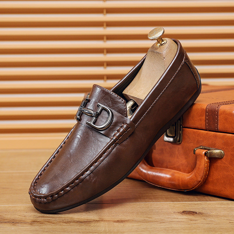 Mens Business Casual Slip On Loafers PU Round Toe Shoes K087