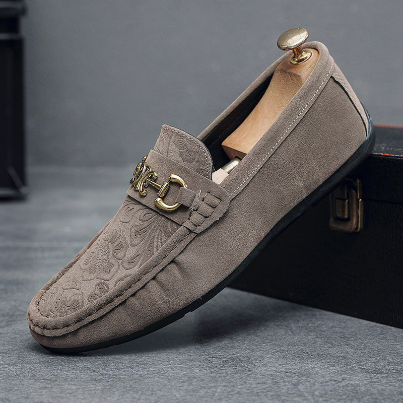 Green Mens Suede Slip On Loafers Casual European Style Shoes