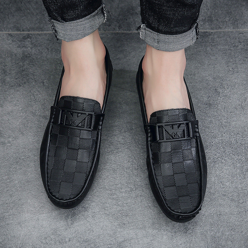 Mens Plaid Slip On Loafers British Style Casual Summer Shoes A31