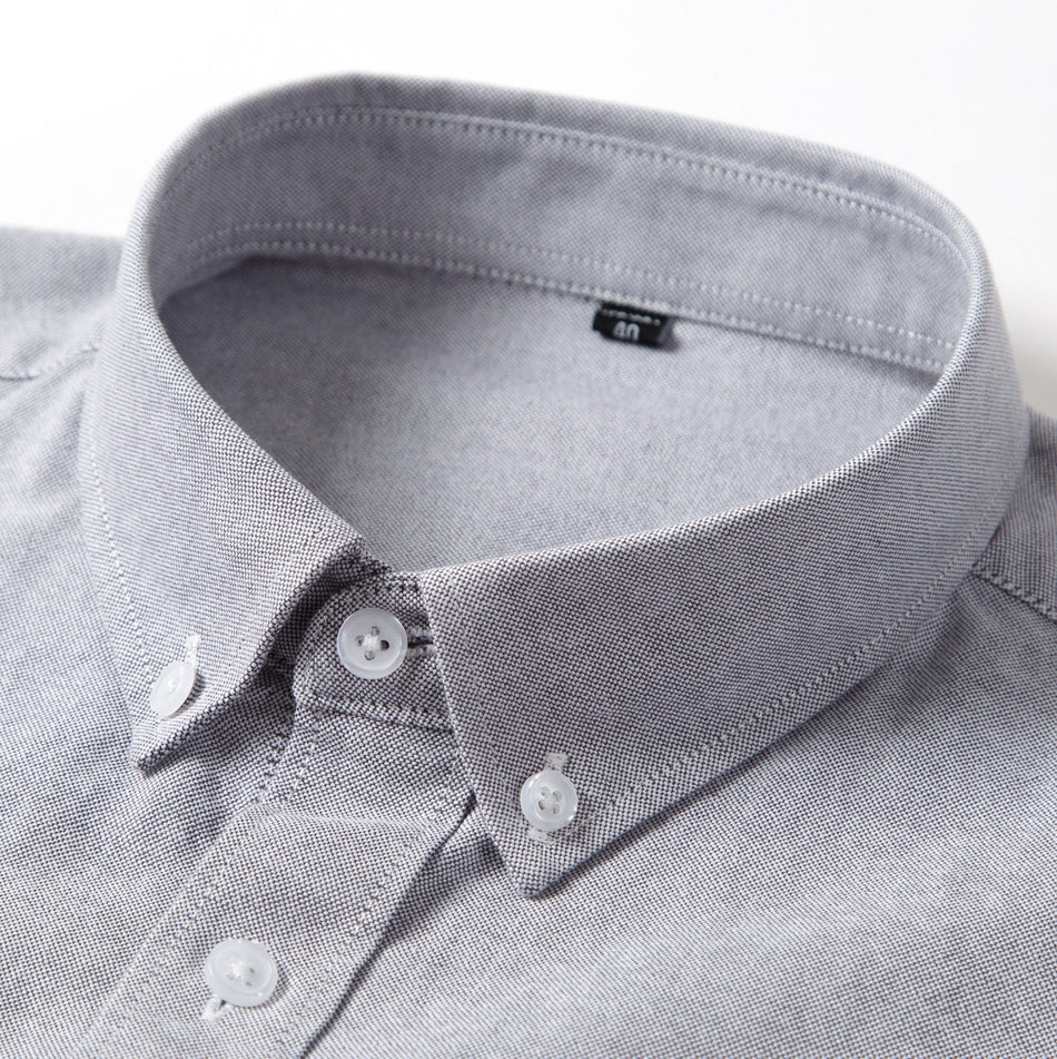 Oxford Cotton Blend Non-Iron Long Sleeve Shirt Men Business Slim