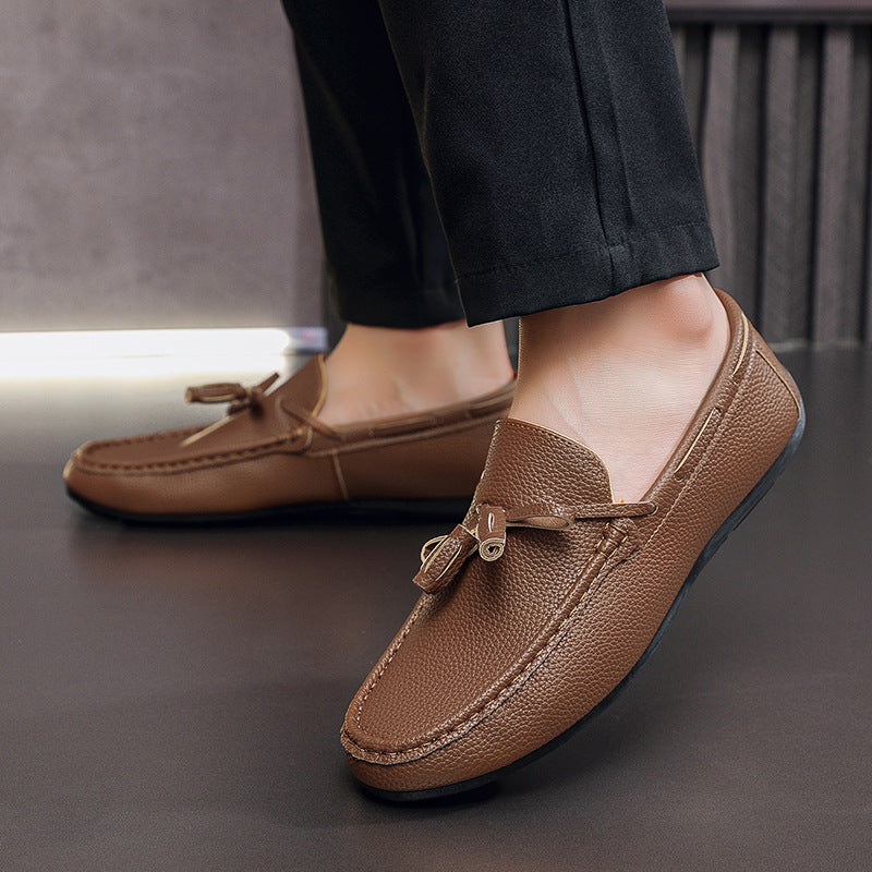 Brown Mens Slip On Casual Loafers Soft Sole Breathable Shoes