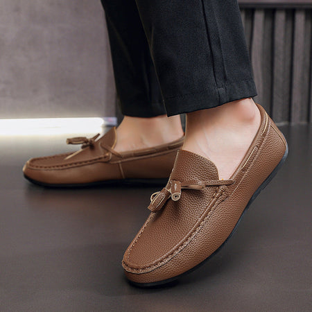 Brown Mens Slip On Casual Loafers Soft Sole Breathable Shoes