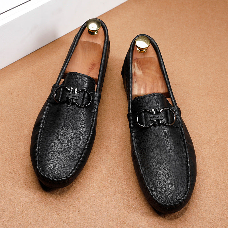 Mens Slip On Loafers Casual Round Toe Soft Leather Shoes D61