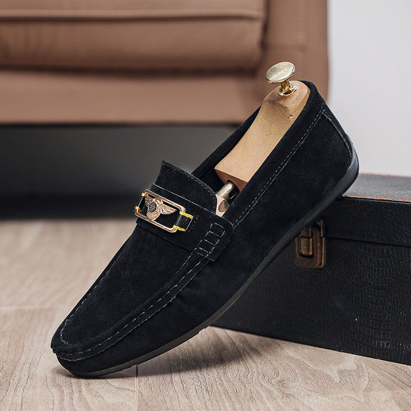 Mens Frosted PU Slip On Loafers Casual Round Toe Shoes K083