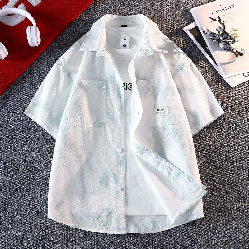 Men's Summer Tie-Dye Short Sleeve Casual Loose Shirt