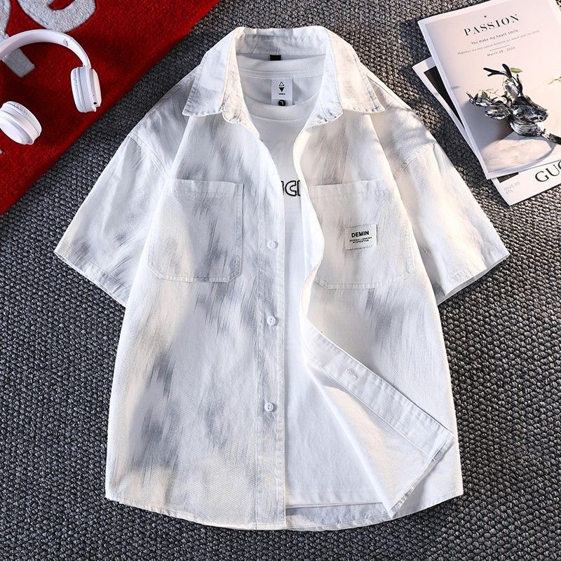 Men's Summer Tie-Dye Short Sleeve Casual Loose Shirt