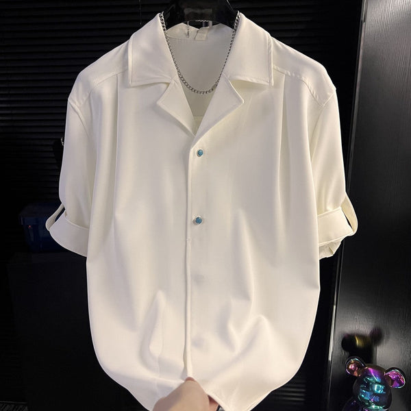 STOCK-Men's 2025 Summer Striped Loose Fit Casual Short Sleeve Shirt