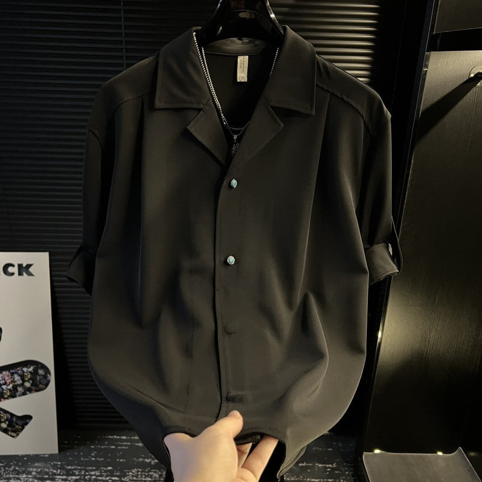 Men's 2025 Summer Striped Loose Fit Casual Short Sleeve Shirt