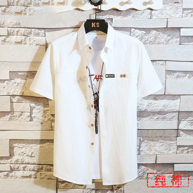 Men's Summer Ice Silk Short Sleeve Casual Lapel Shirt