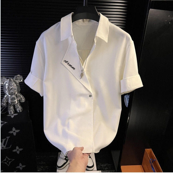 Men's Summer 2025 Short Sleeve Casual Loose Lapel Shirt