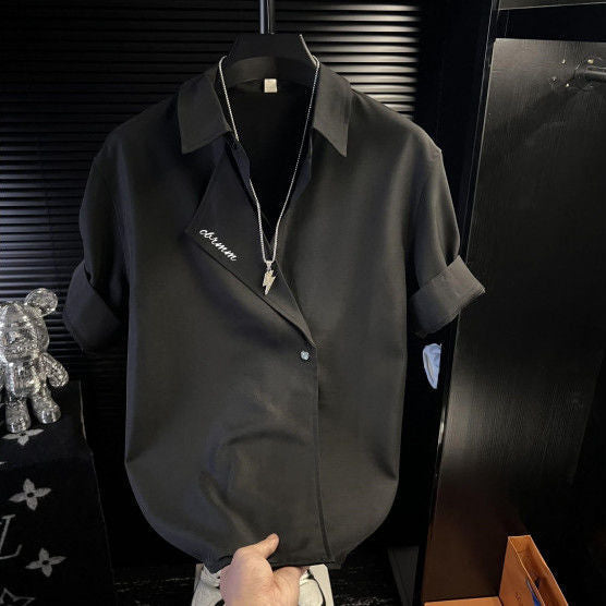 Men's Summer 2025 Short Sleeve Casual Loose Lapel Shirt