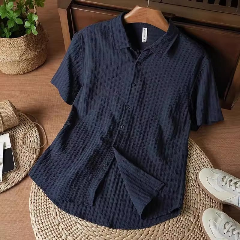 Men's Retro Floral Short Sleeve Casual Beach Lapel Shirt