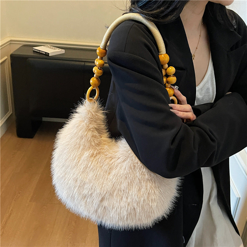 Women's Furry Cloud Underarm Small Handheld Shoulder Bag