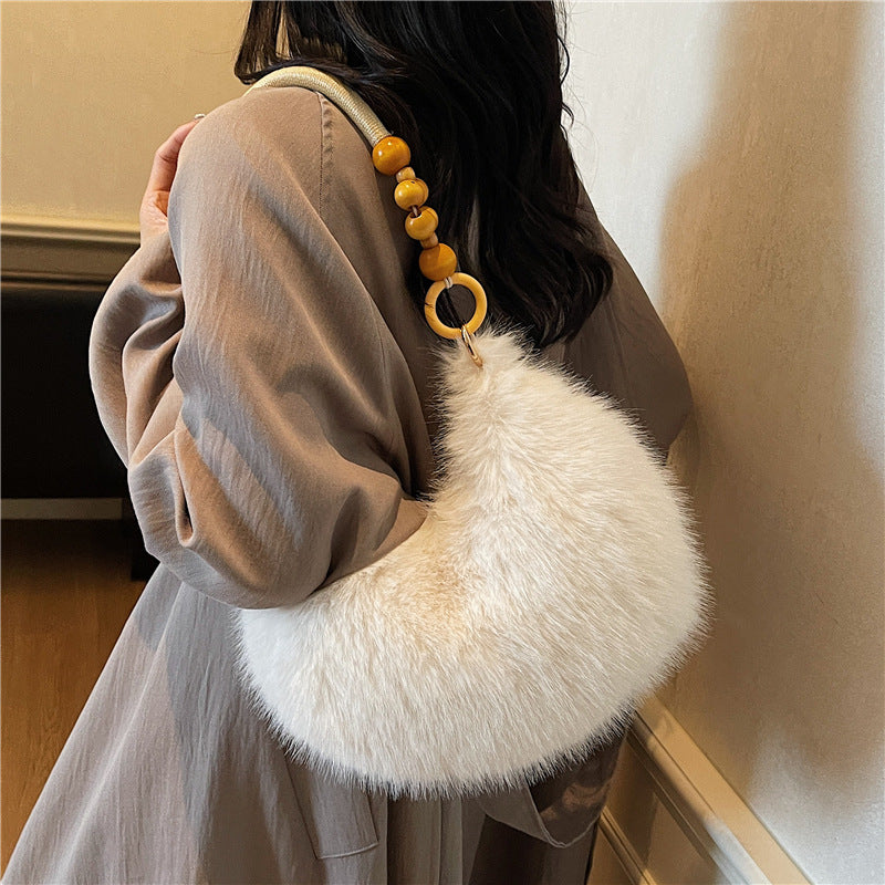 Women's Furry Cloud Underarm Small Handheld Shoulder Bag