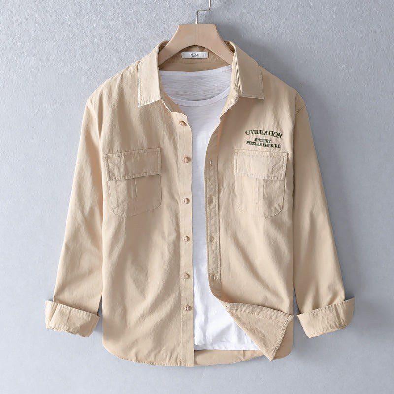 Men's Retro Workwear Long Sleeve Casual Overshirt Jacket