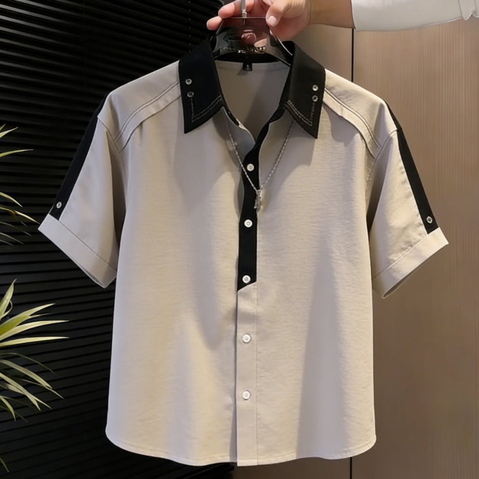Men's Breathable Short Sleeve Casual Draped Lapel Shirt