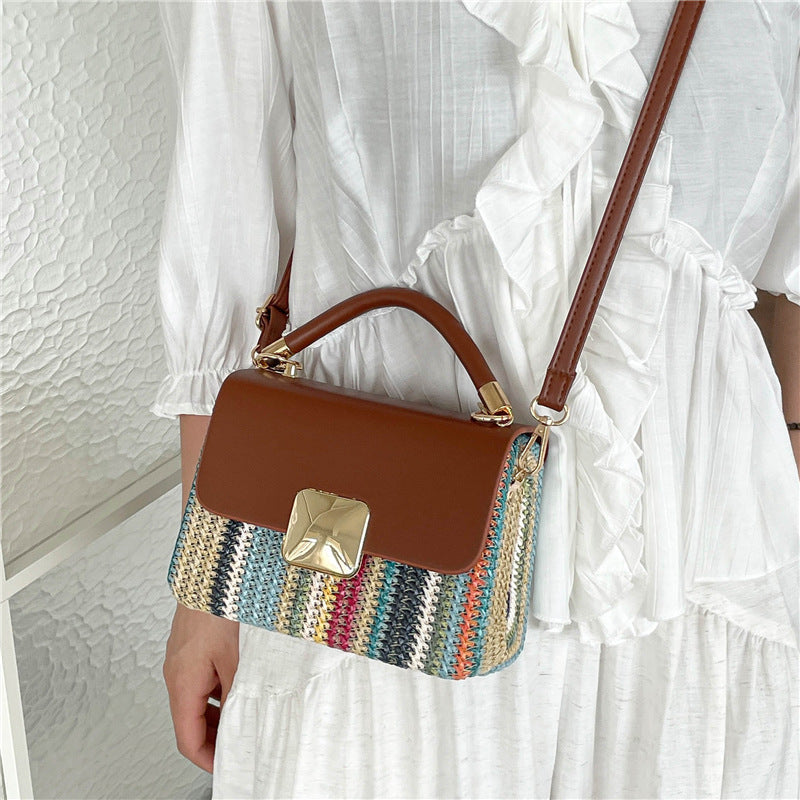 Women's Woven Small Square Crossbody Messenger Shoulder Bag