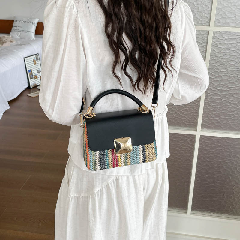 Women's Woven Small Square Crossbody Messenger Shoulder Bag