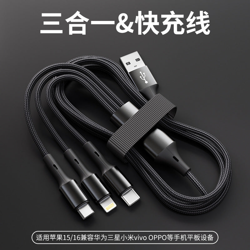 3-in-1 Fast Charging Cable for Apple Android Type-C Devices