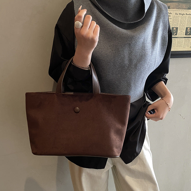 Women's Retro Brown Large Capacity Zipper Commuter Handbag