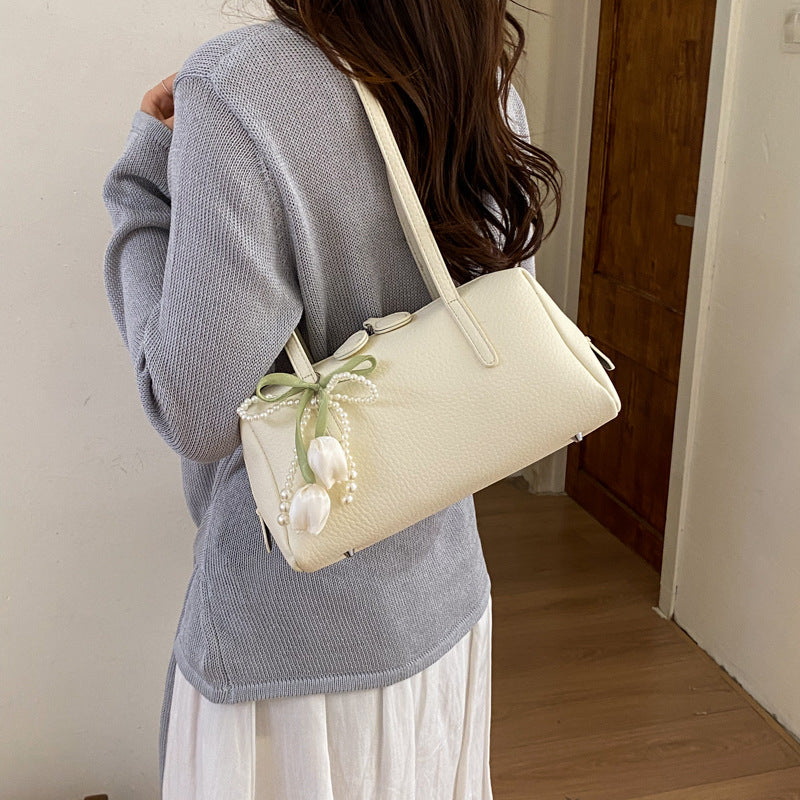 Women's Solid Color Pillow Tote Shoulder Bag Large Capacity