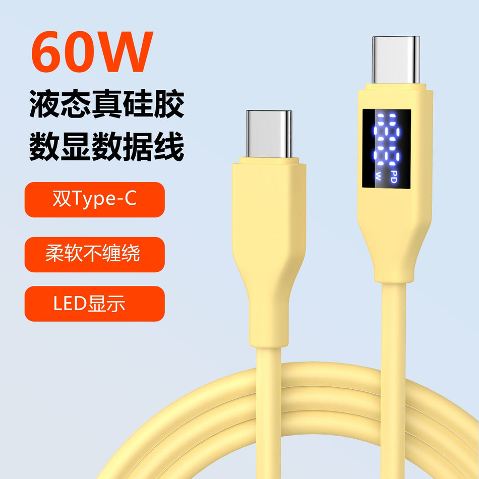 Dual Type-C PD Fast Charging Cable with Digital Display