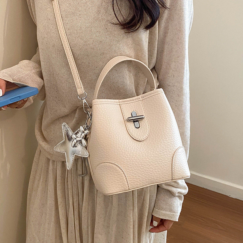 Women's High End Kelly Style Bucket Crossbody Shoulder Bag