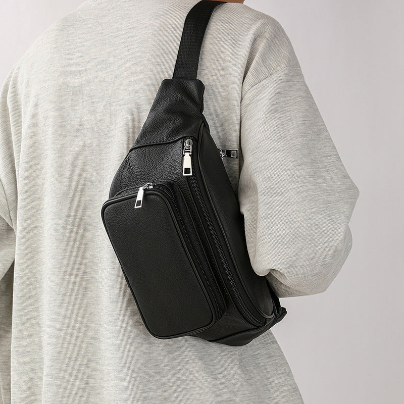 Men's First-Layer Cowhide Urban Chest Crossbody Bag
