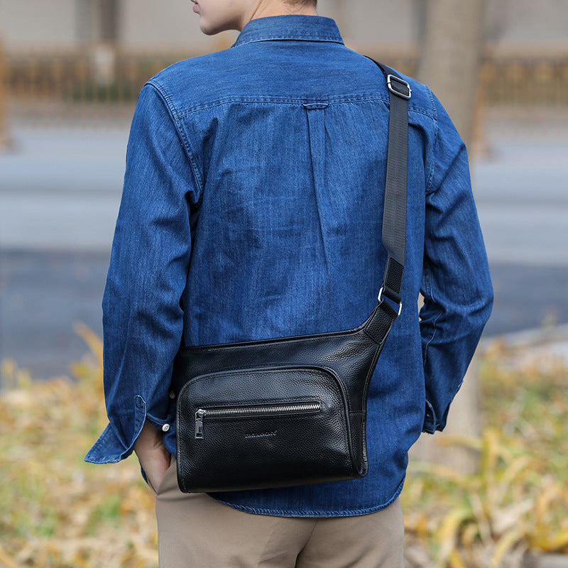 Men's Top-Grain Cowhide Crossbody Shoulder Bag