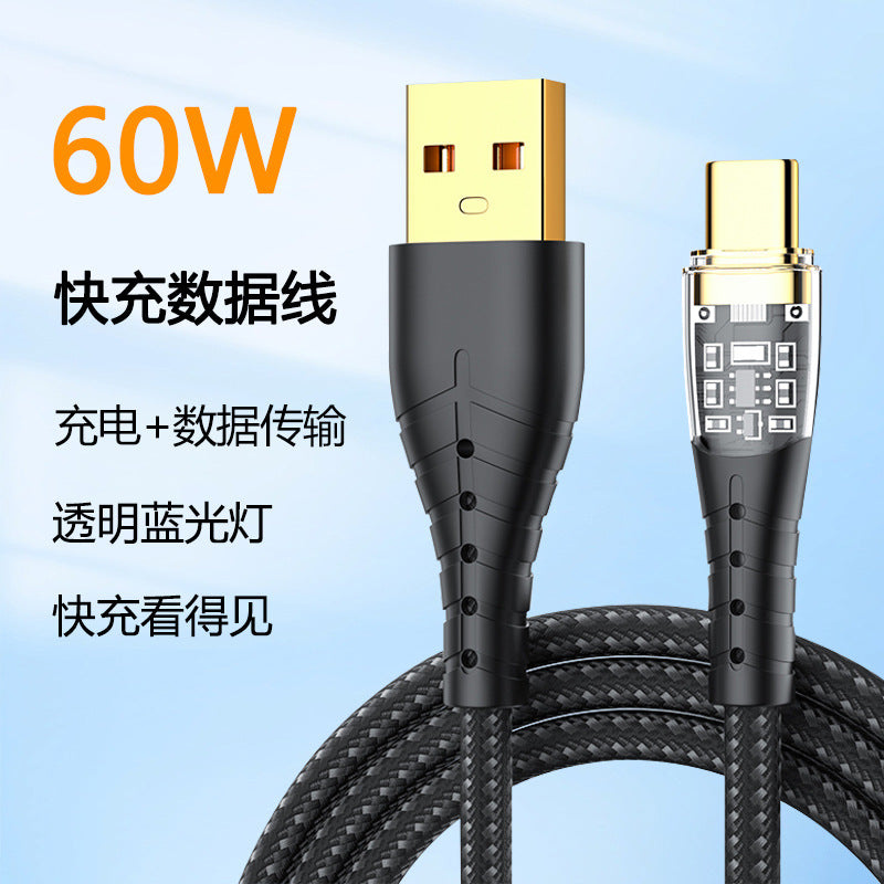 Transparent Type-C PD Fast Charging Cable for Apple & Android
