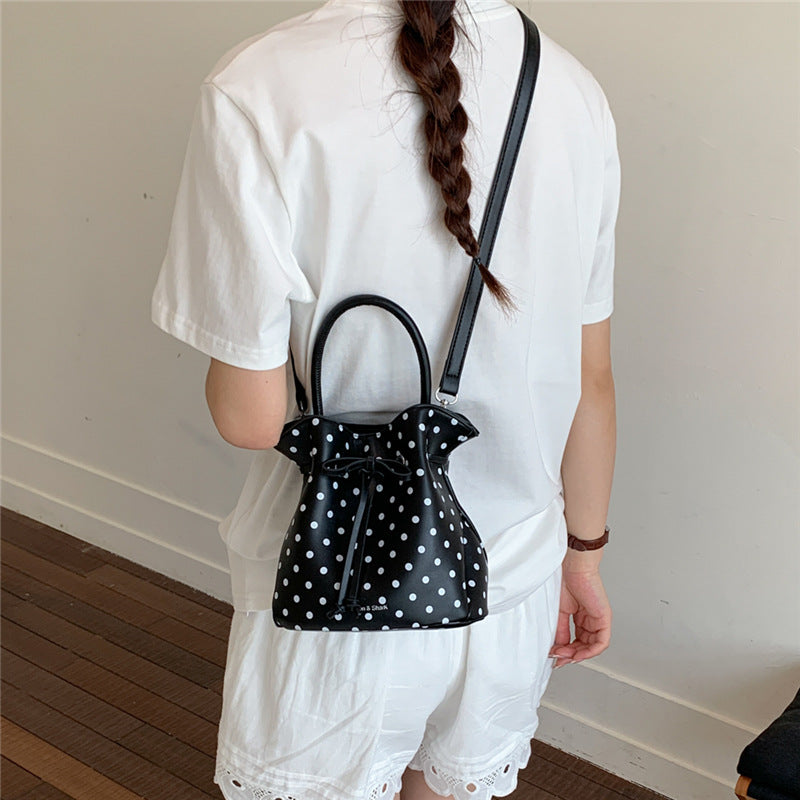 Women's Cute Polka Dot Drawstring Bucket Crossbody Bag